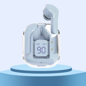 (Light Blue) Wireless Bluetooth Earphones with LED Power Display - Stereo Sound Headphones