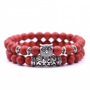 Natural Stone Fashion Bracelets for Men and Women (Red)