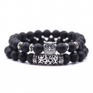 Natural Stone Fashion Bracelets for Men and Women (Black)