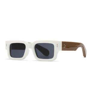 Classic Square Frame Sunglasses- Milky Brown and Dark Lenses